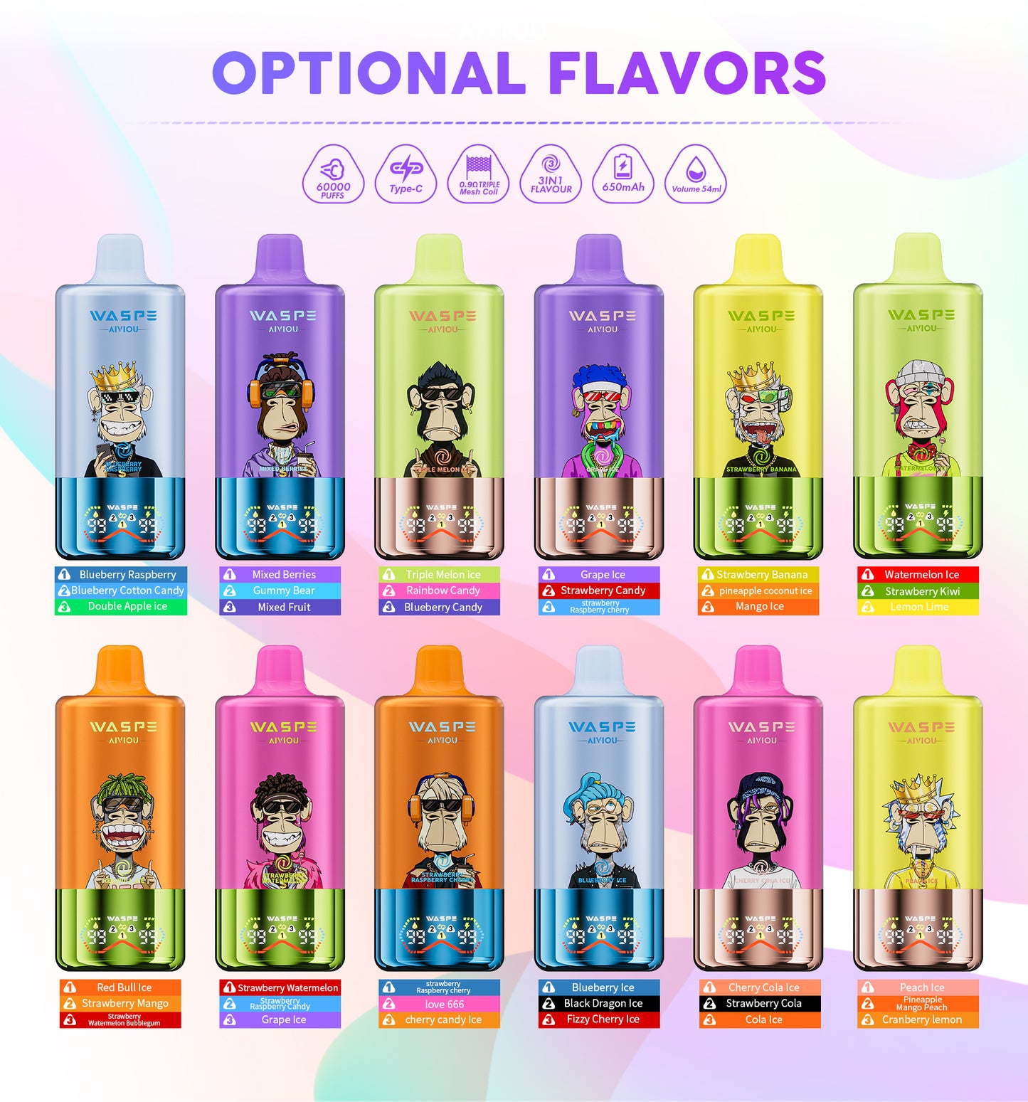 WASPE 60000 puffs 3en1 | Triple sabor