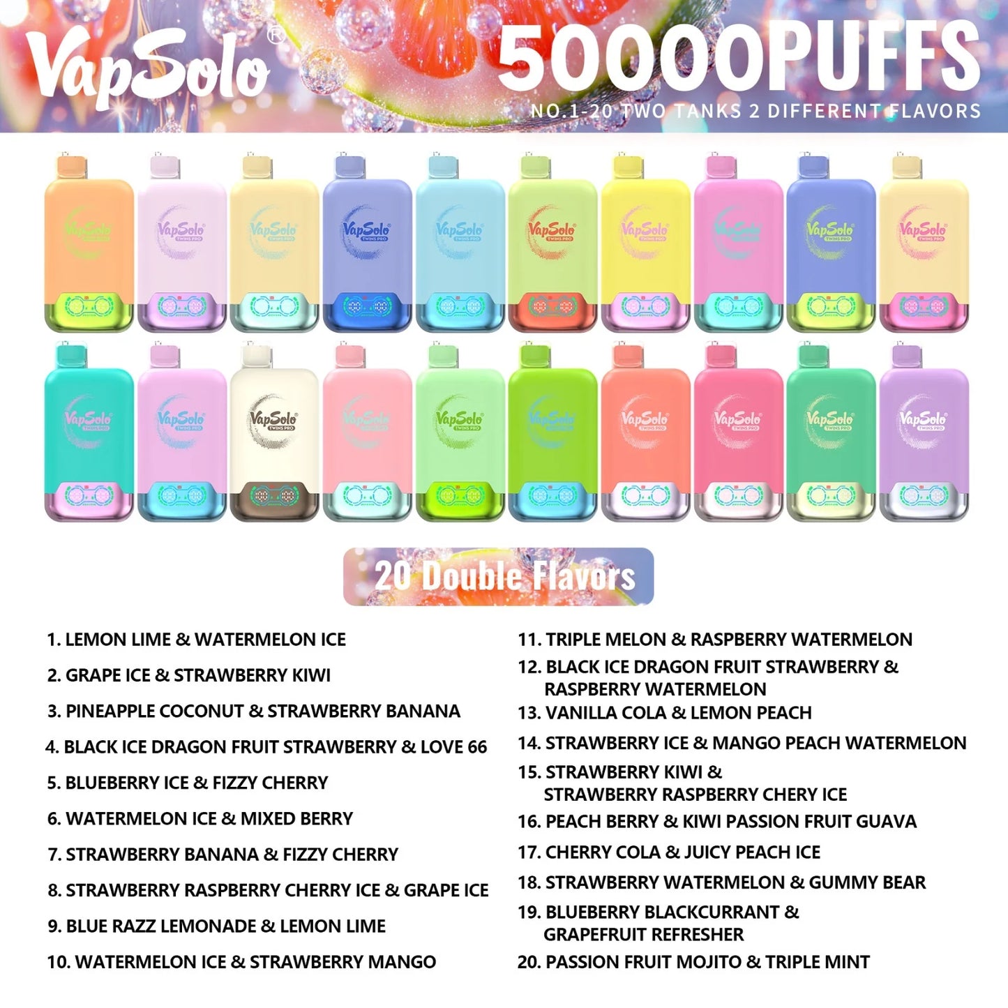 VAPSOLO TWINS PRO 50K | Doble Sabor
