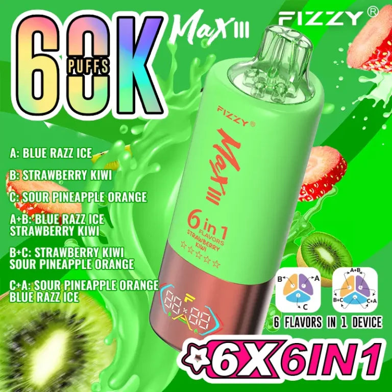 Fizzy Max III 6en1 60000 Puffs Vape Desechable