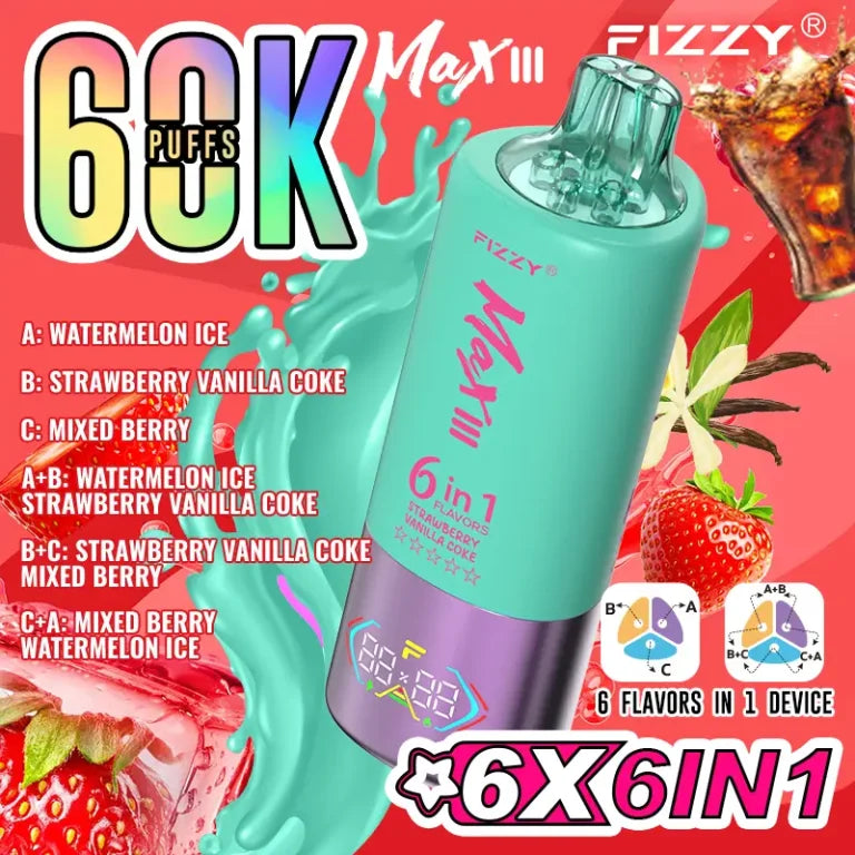 FIZZY MAX III 6en1 60000 Puffs | 6 sabores