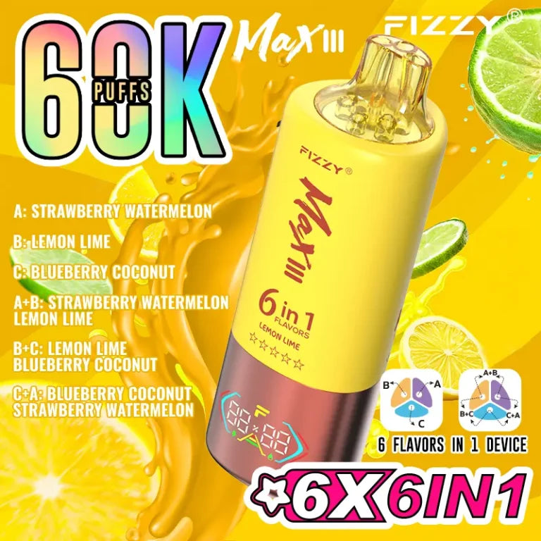 FIZZY MAX III 6en1 60000 Puffs | 6 sabores