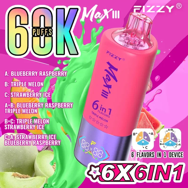 FIZZY MAX III 6en1 60000 Puffs | 6 sabores