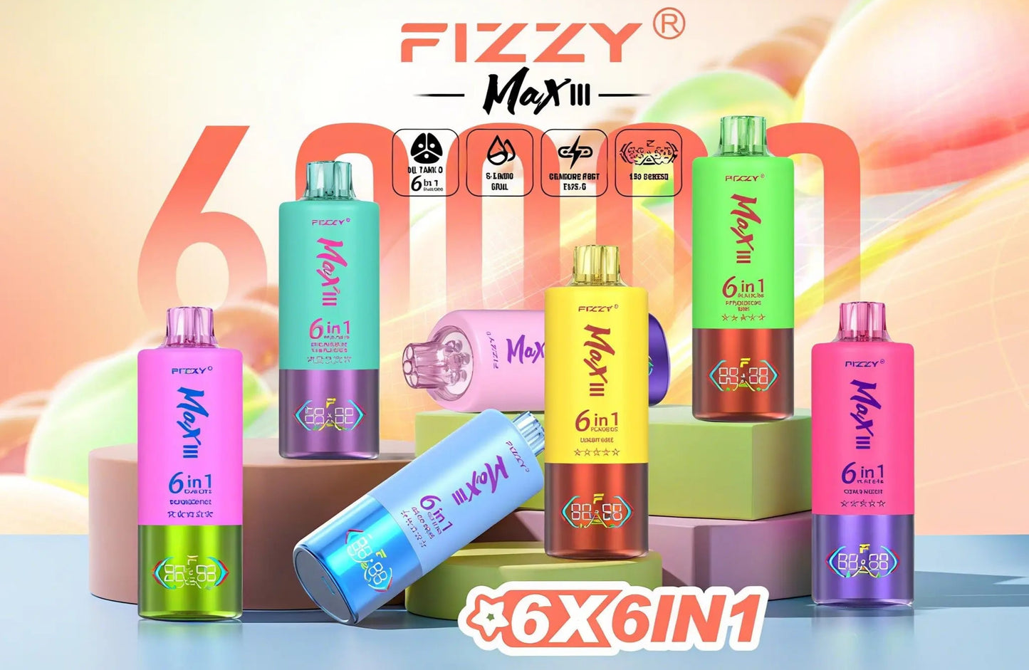 Fizzy Max III 6en1 60000 Puffs Vape Desechable