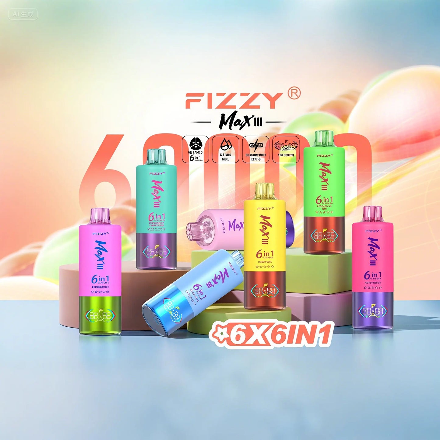 Fizzy Max III 6en1 60000 Puffs Vape Desechable