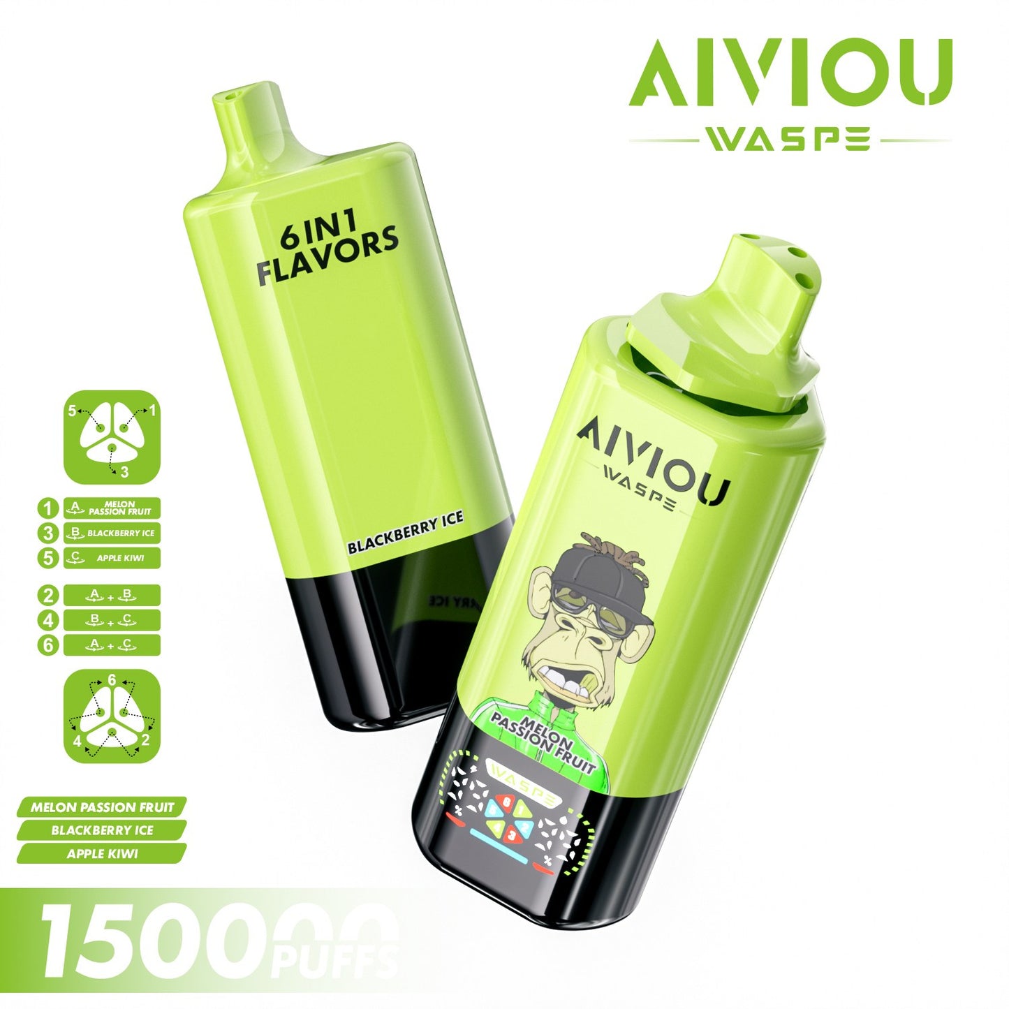 WASPE 150000puffs AIVIOU | 6 en 1