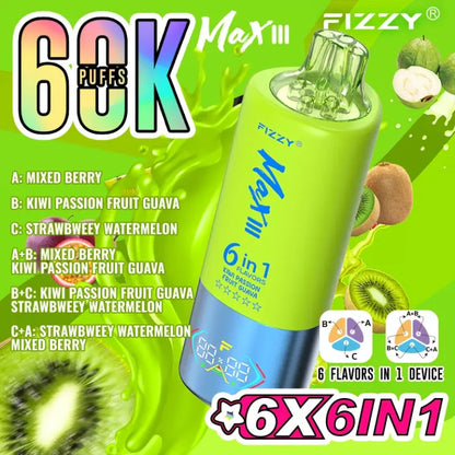 Fizzy Max III 6en1 60000 Puffs Vape Desechable