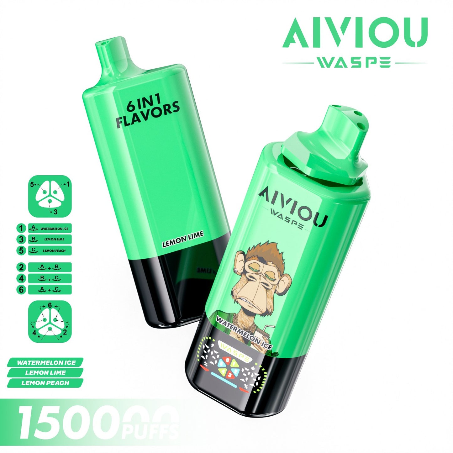WASPE 150000puffs AIVIOU | 6 en 1