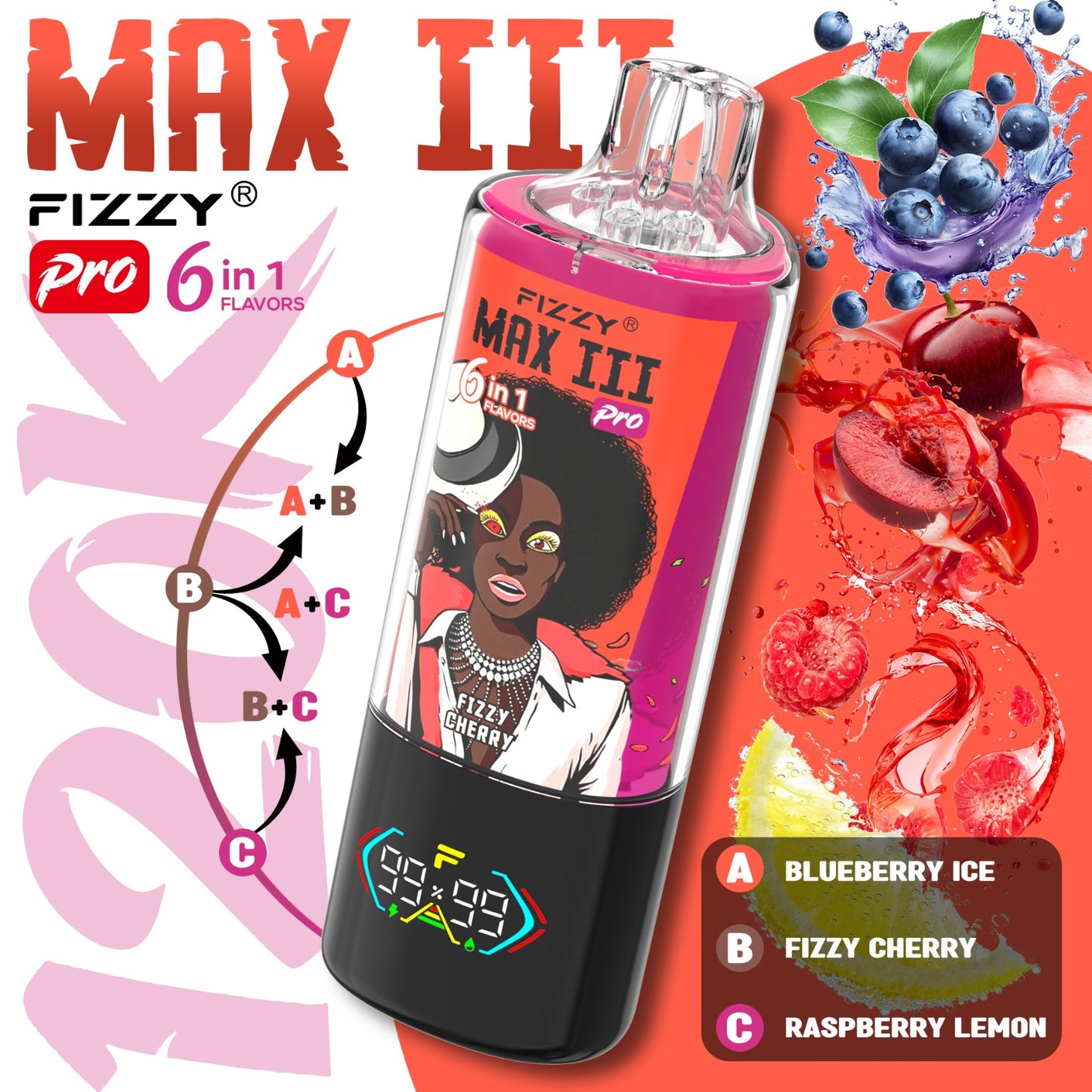 FIZZY MAX III 6en1 120000 Puffs | 6 sabores