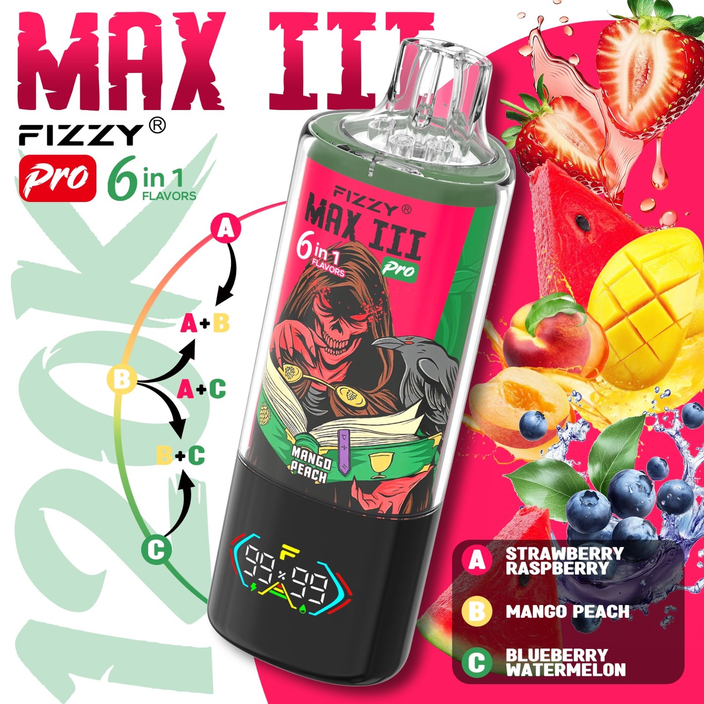FIZZY MAX III 6en1 120000 Puffs | 6 sabores