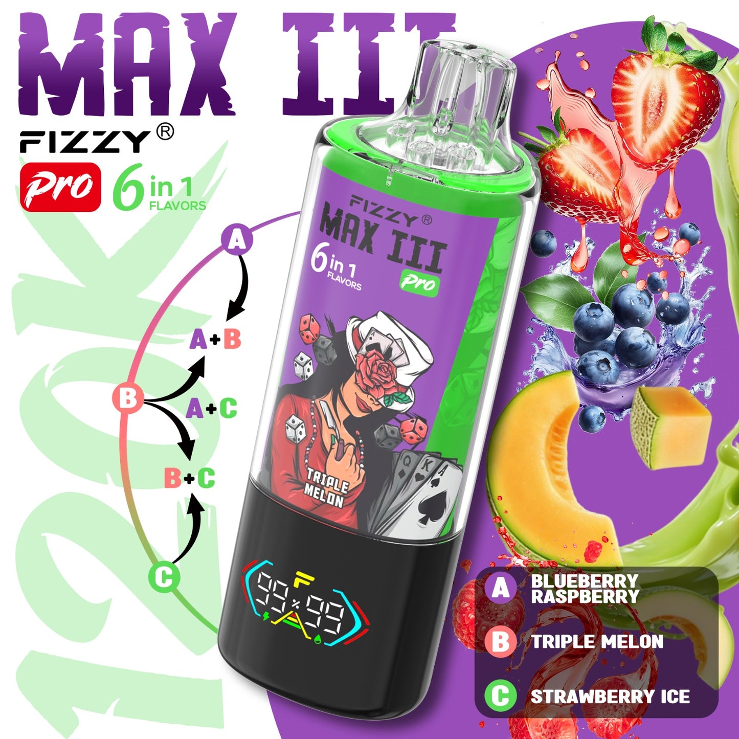 FIZZY MAX III 6en1 120000 Puffs | 6 sabores