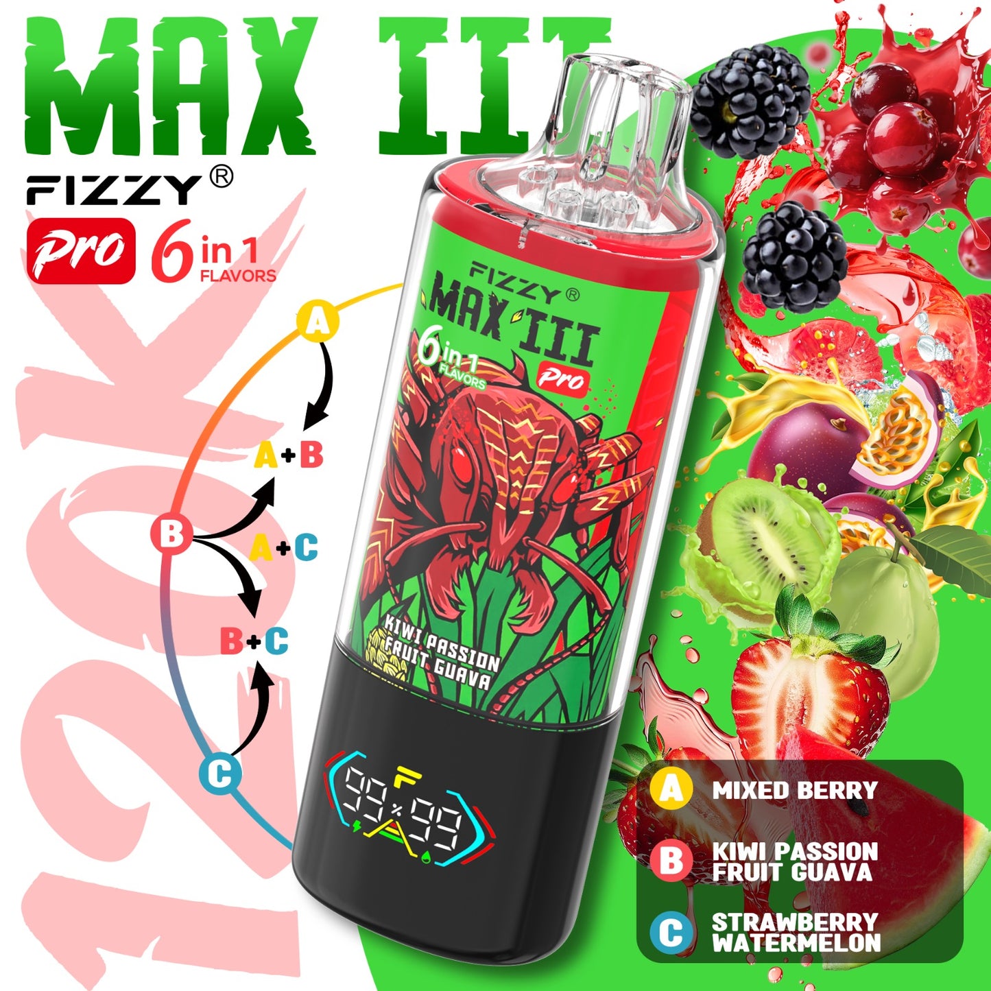 FIZZY MAX III 6en1 120000 Puffs | 6 sabores