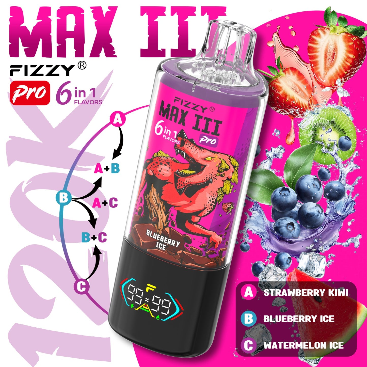 FIZZY MAX III 6en1 120000 Puffs | 6 sabores