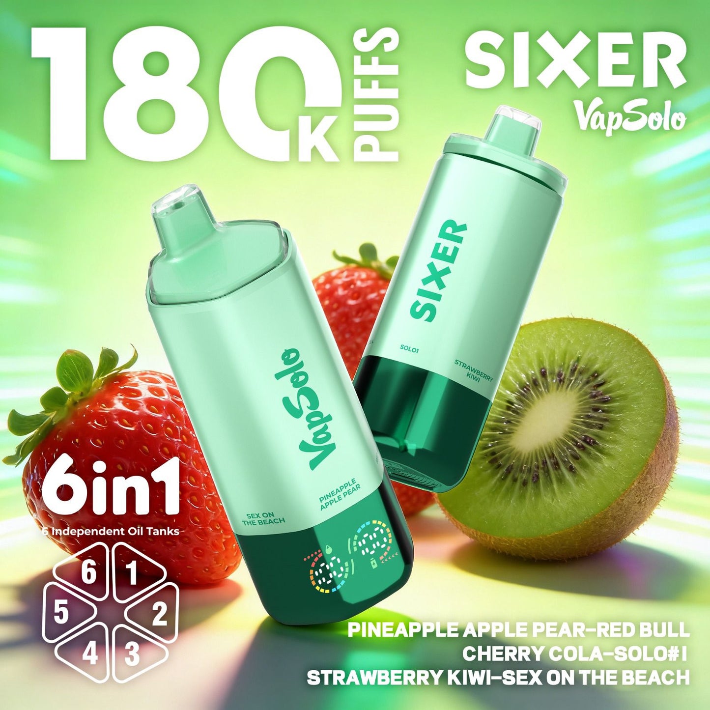 VAPSOLO SIXER 180k | 6 sabores en 1