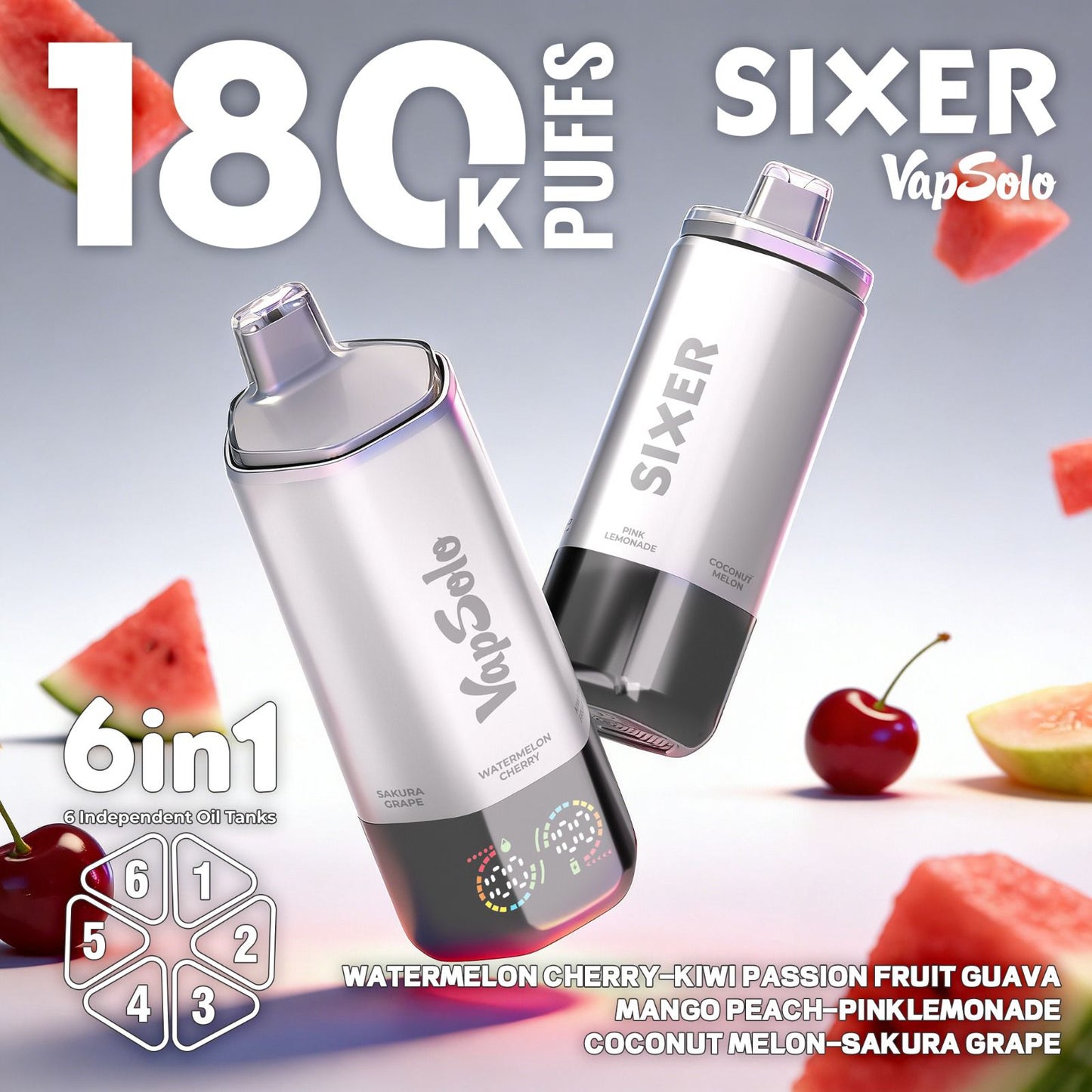 VAPSOLO SIXER 180k | 6 sabores en 1