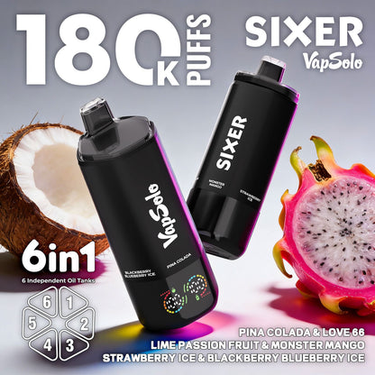 VAPSOLO SIXER 180k | 6 sabores en 1